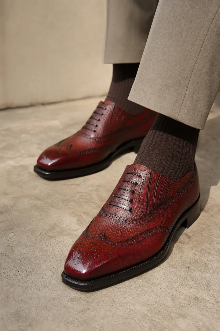 Balmoral Oxford in Embossed Oxblood